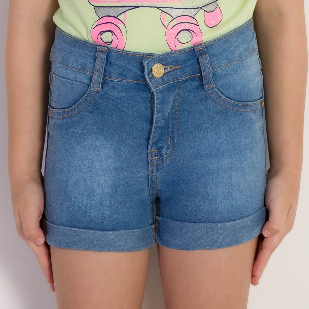 Shorts 4 a 10 anos Jeans Barra Virada Marmelada