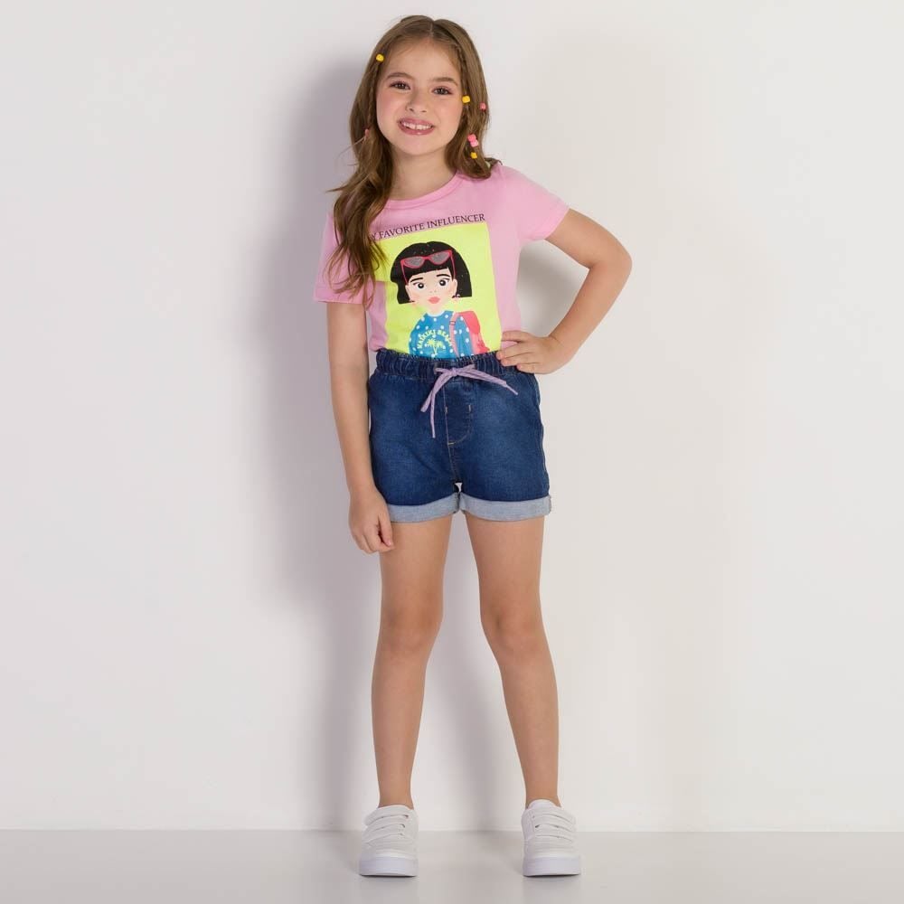Shorts 4 a 10 anos Menina Jeans Jogger Marmelada