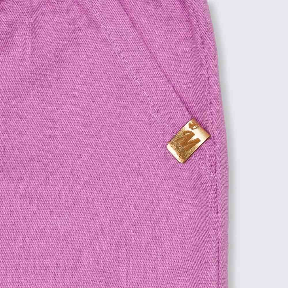 Shorts 4 a 10 anos Sarja com Cordão+Barra Desfiada Marmelada