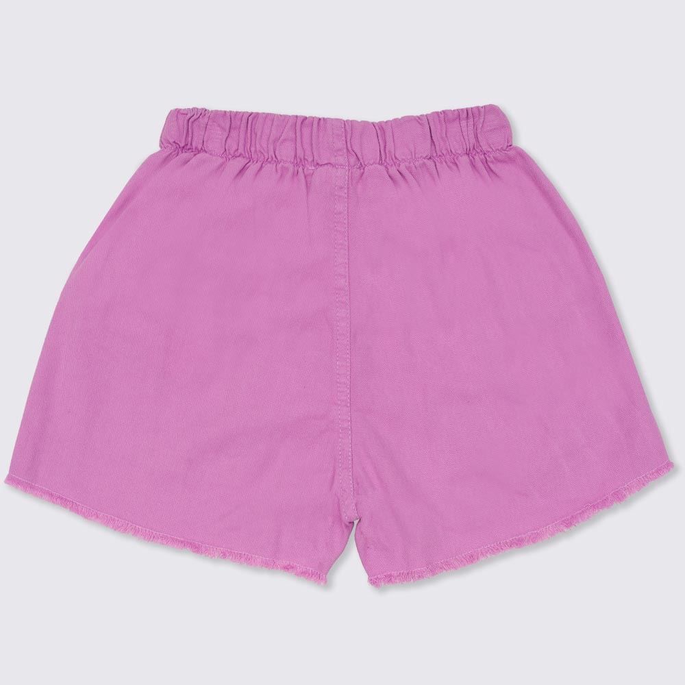 Shorts 4 a 10 anos Sarja com Cordão+Barra Desfiada Marmelada