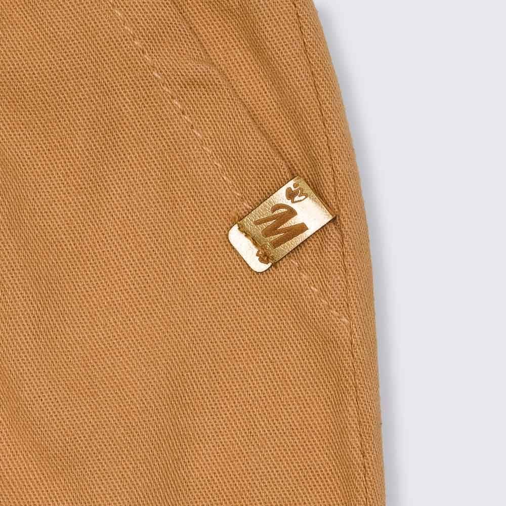 Shorts 4 a 10 anos Sarja com Cordão+Barra Desfiada Marmelada