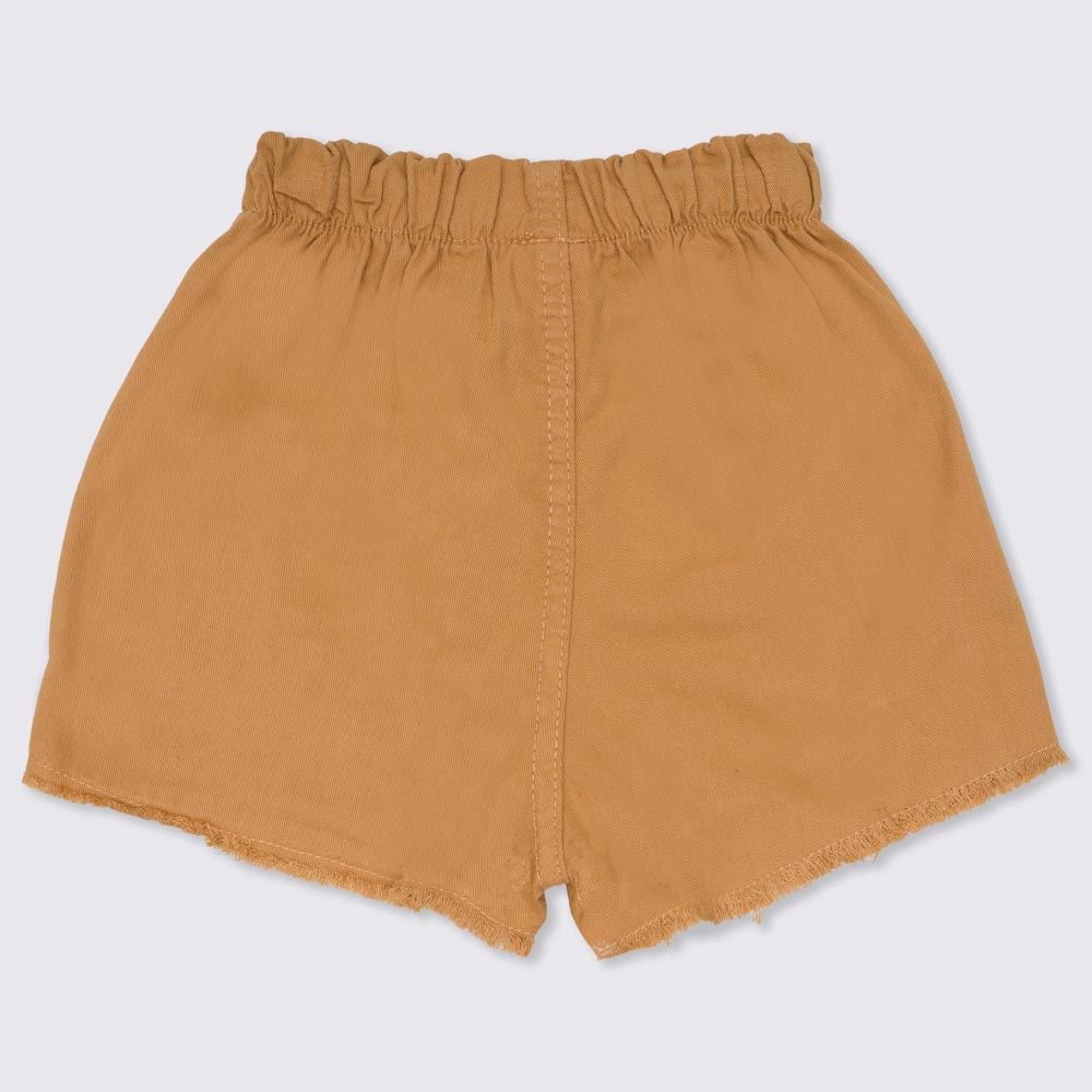 Shorts 4 a 10 anos Sarja com Cordão+Barra Desfiada Marmelada