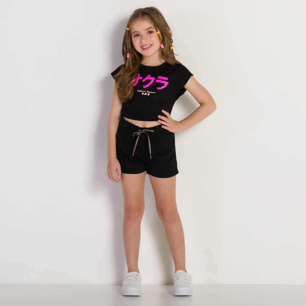 Shorts 4 a 10 anos Sarja Jogger Cordão Colors Marmelada