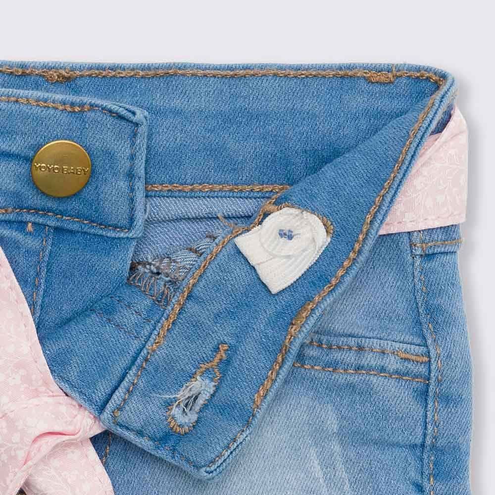 Shorts de Bebê Jeans + Barra Virada Yoyo Baby
