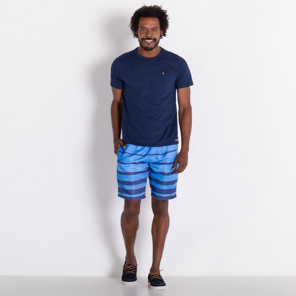 Shorts Listrado com Elástico Marc Alain