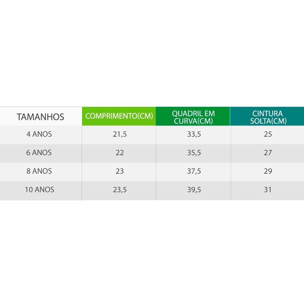 Shorts Sarja de 4 a 10 Anos Frente Assimétrica Marmelada