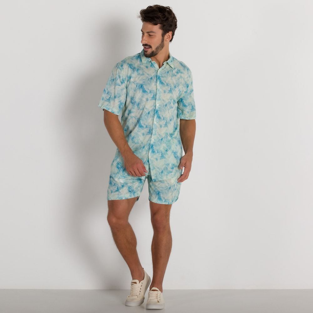 Shorts Viscose Folhas Thing