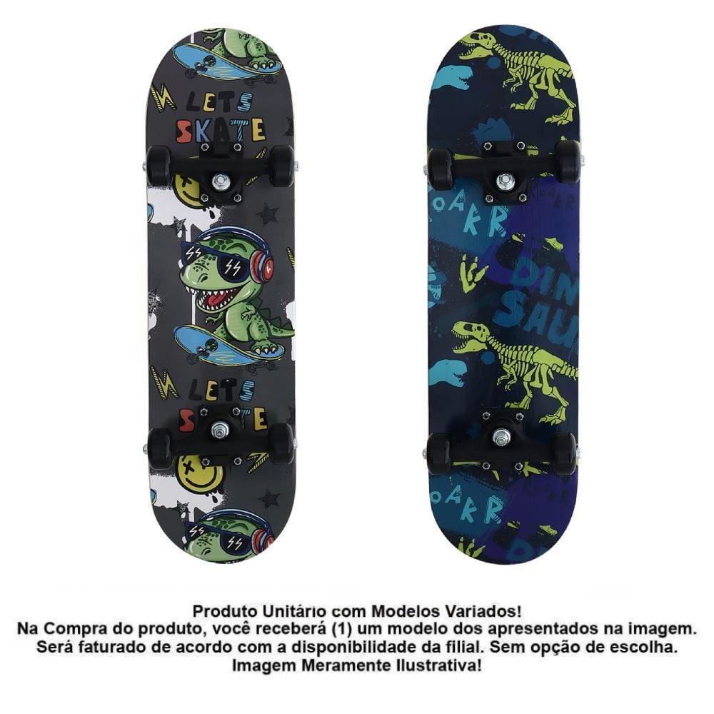 Skate Radical Iniciante Dino Bel Fix - Sortido