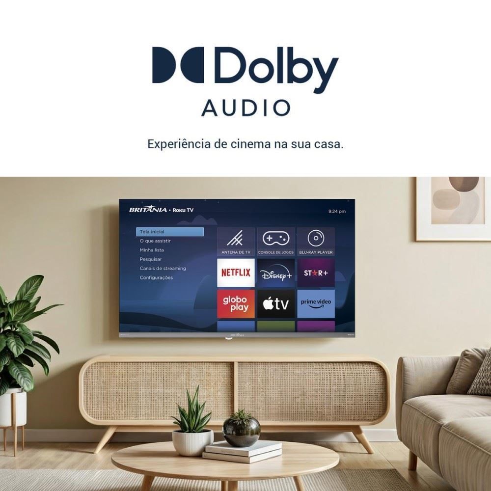 Smart Tv 32" Britânia Led Roku Tv Dolby Audio Hd