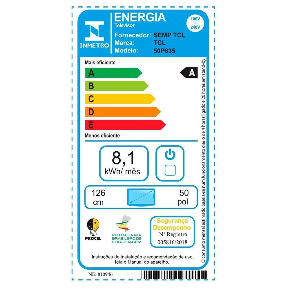 Smart Tv 50" 4K Uhd Tcl Hdr Led 50P635 - Bivolt