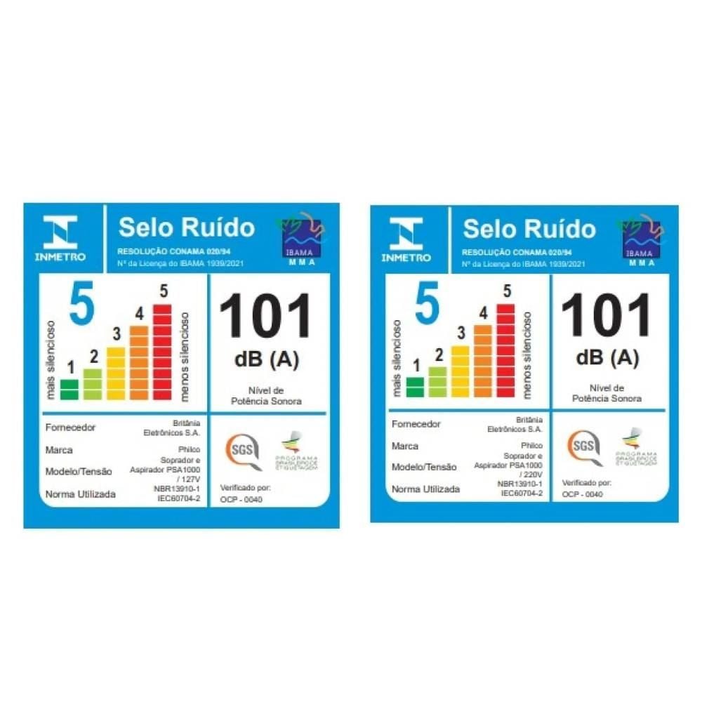 Soprador E Aspirador Philco 830W 275Km/h 16000RPM PSA1000