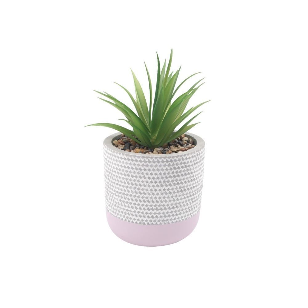 Suculenta Artificial Com Vaso De Cimento Havan Casa 18 Cm - Rosa Com Cinza