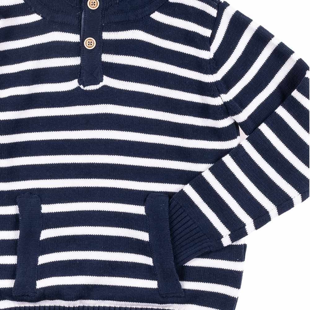 Suéter de 4 a 10 Anos Tricot Listrado com Capuz Hot Dog