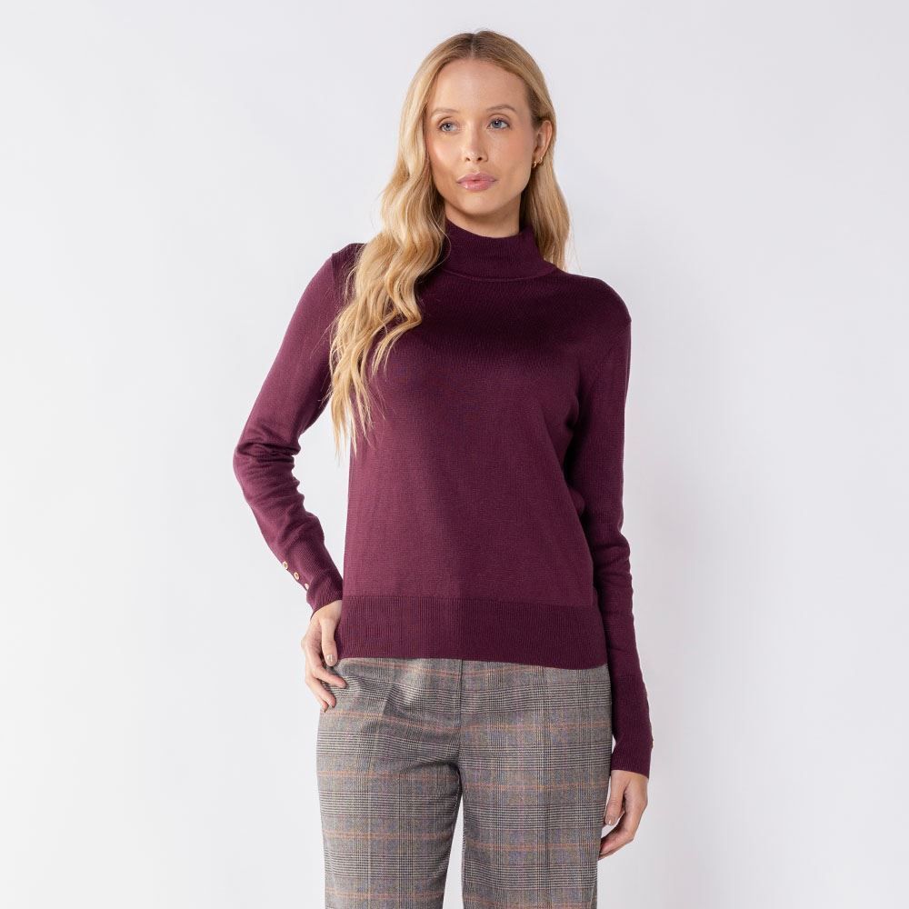 Suéter Feminino De Tricô Gola Alta Patricia Foster