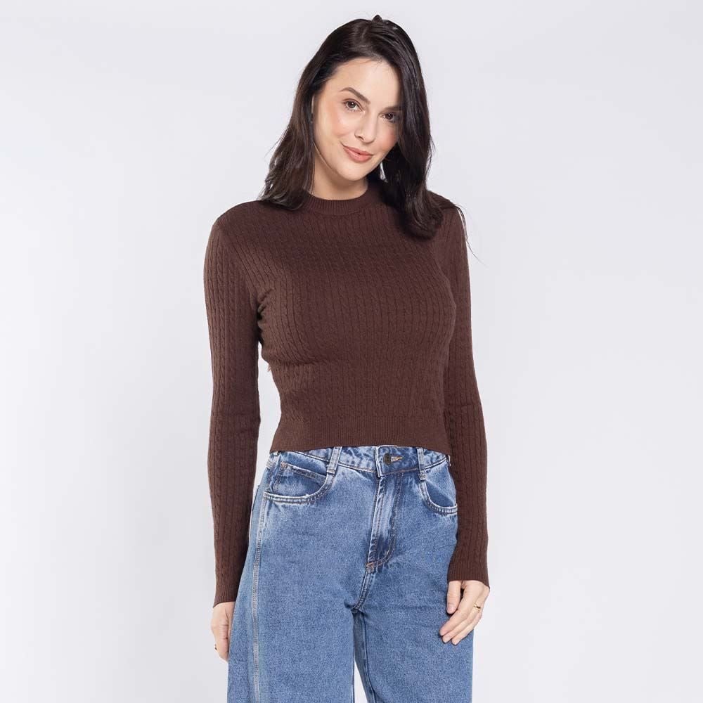Suéter Feminino De Tricot Trançado Boby Blues