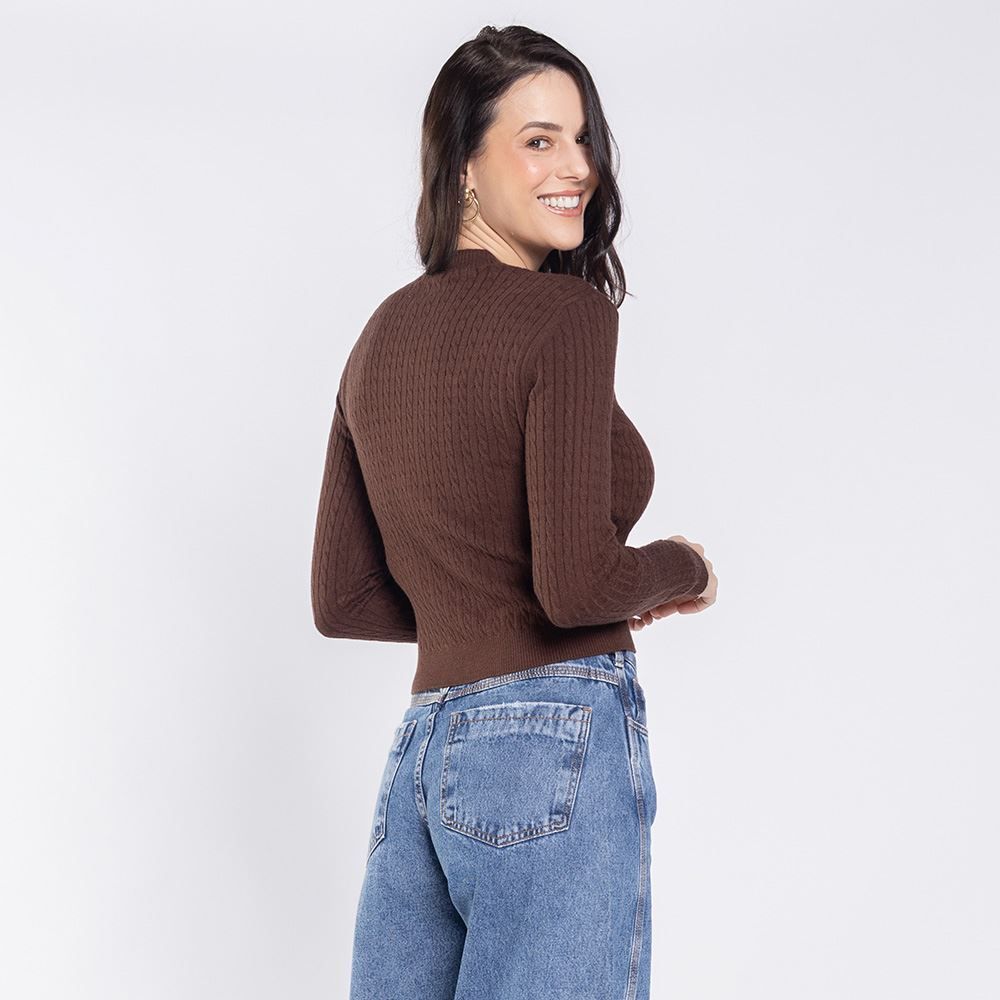 Suéter Feminino De Tricot Trançado Boby Blues