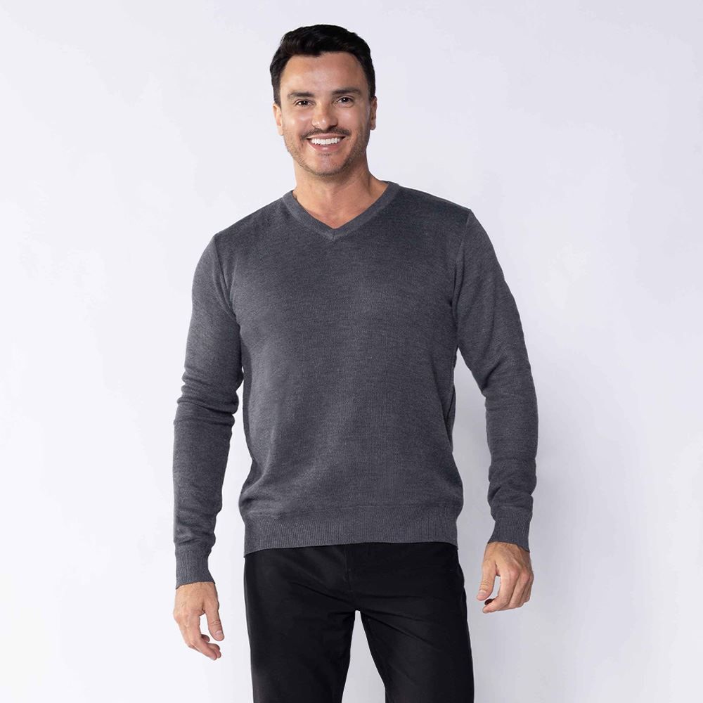 Suéter Masculino De Tricot Gola V Marc Alain