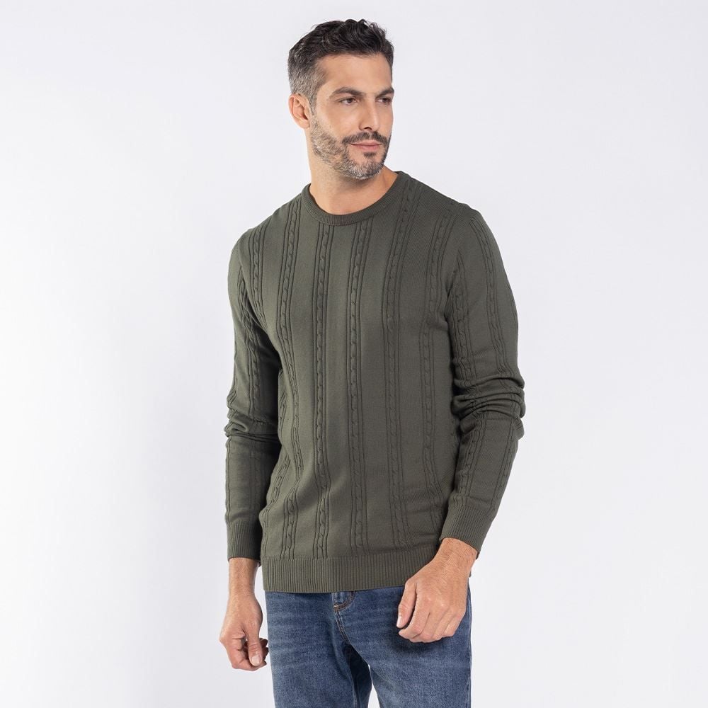 Suéter Masculino Em Tricot Trançado Marc Alain
