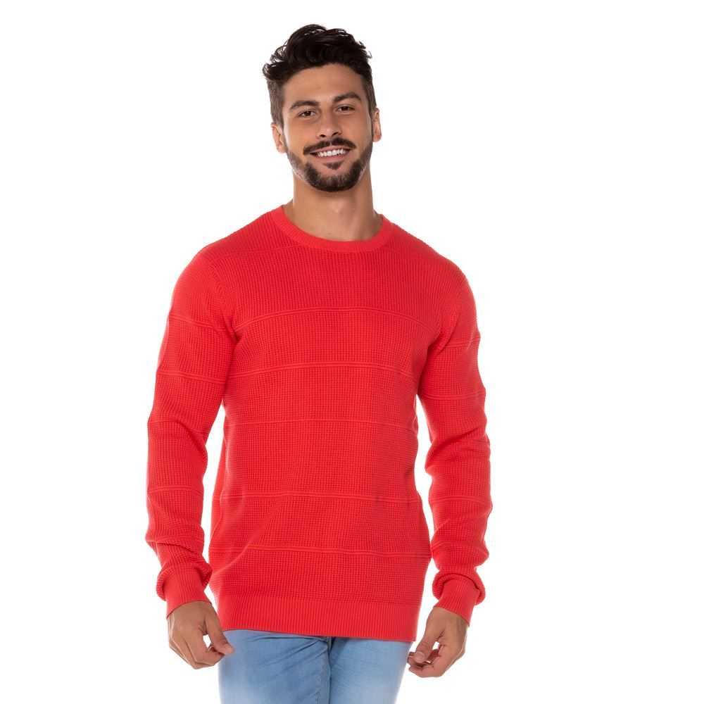 Suéter Ponto Grosso com Jacquard Marc Alain