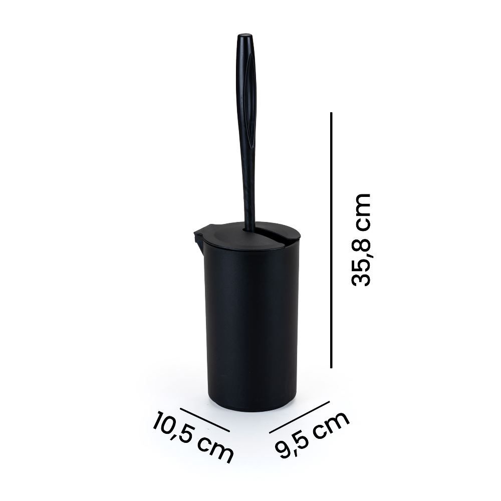 Suporte Com Tampa Articulável Redonda Com Escova Sanitária Black Arthi