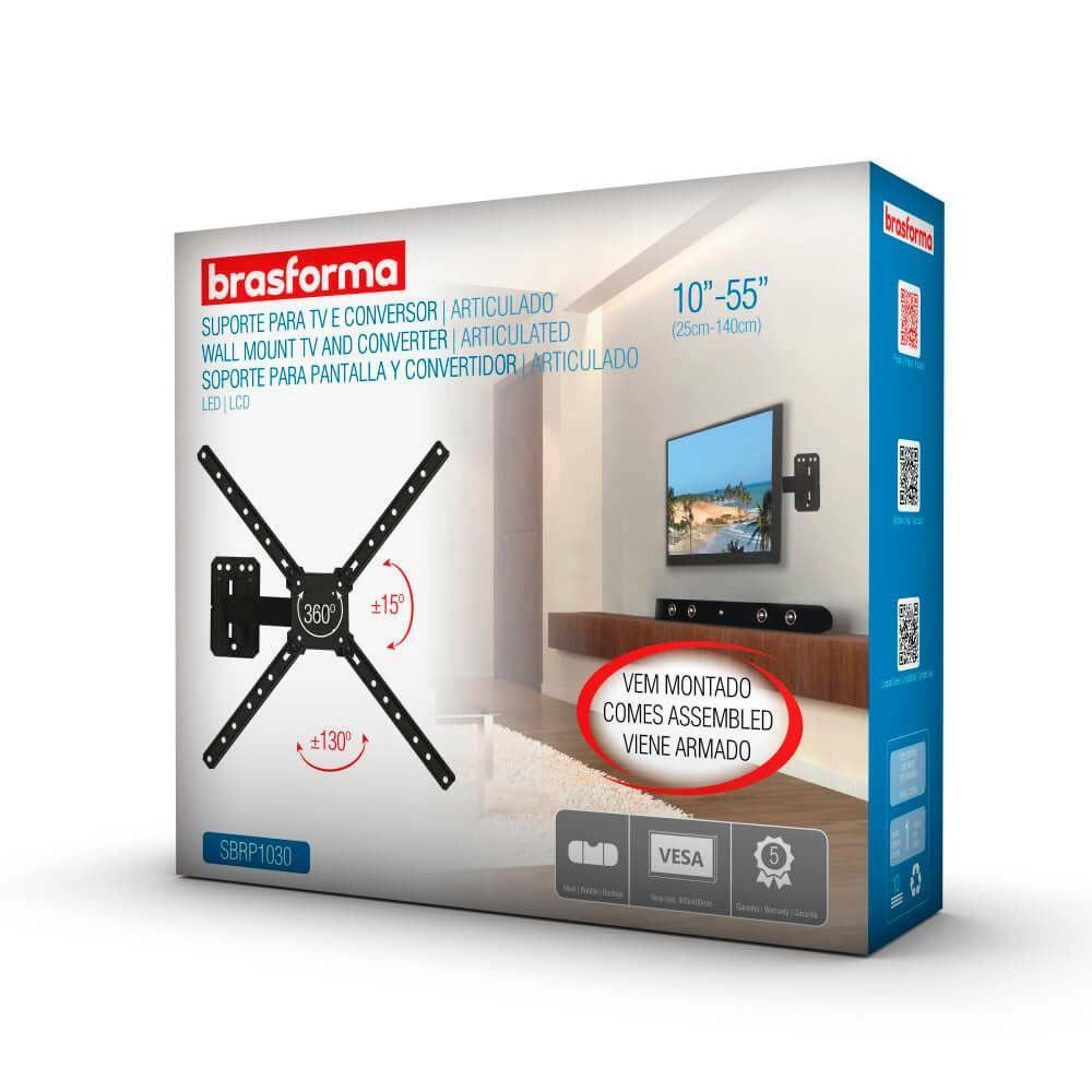 Suporte De Tv De Até 55" Articulado Sbrp1030 Brasforma - Preto