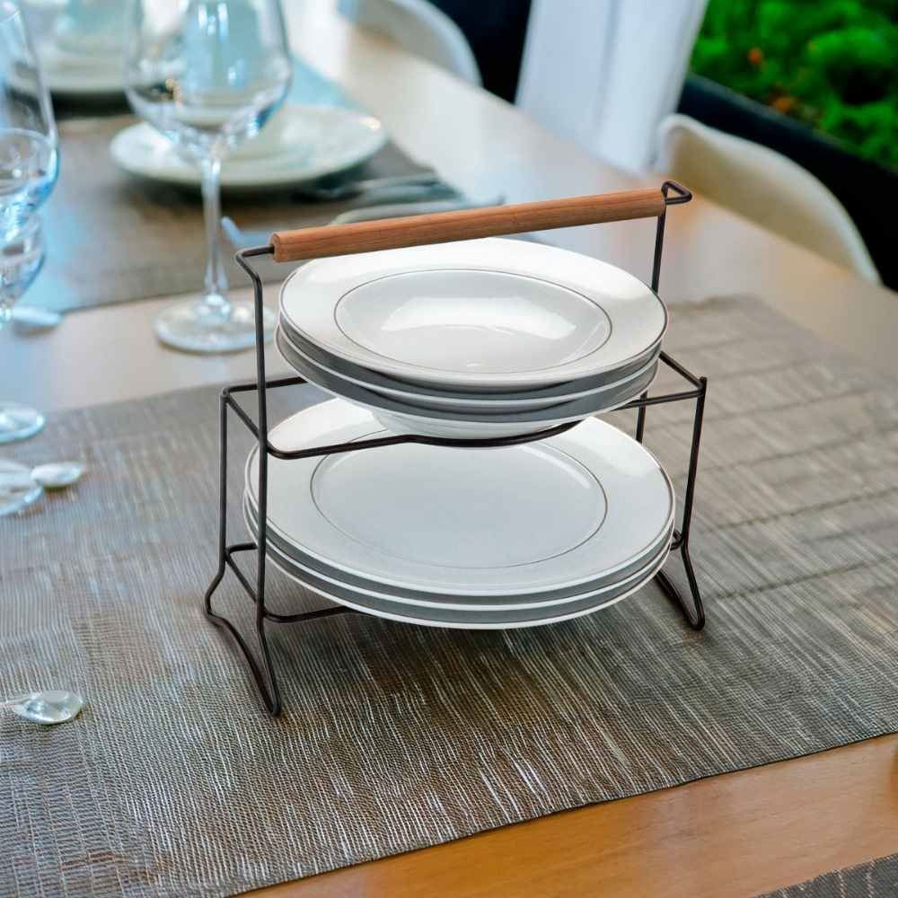 Suporte Para Pratos Duplo Eco Design Black Arthi - Aço Inox