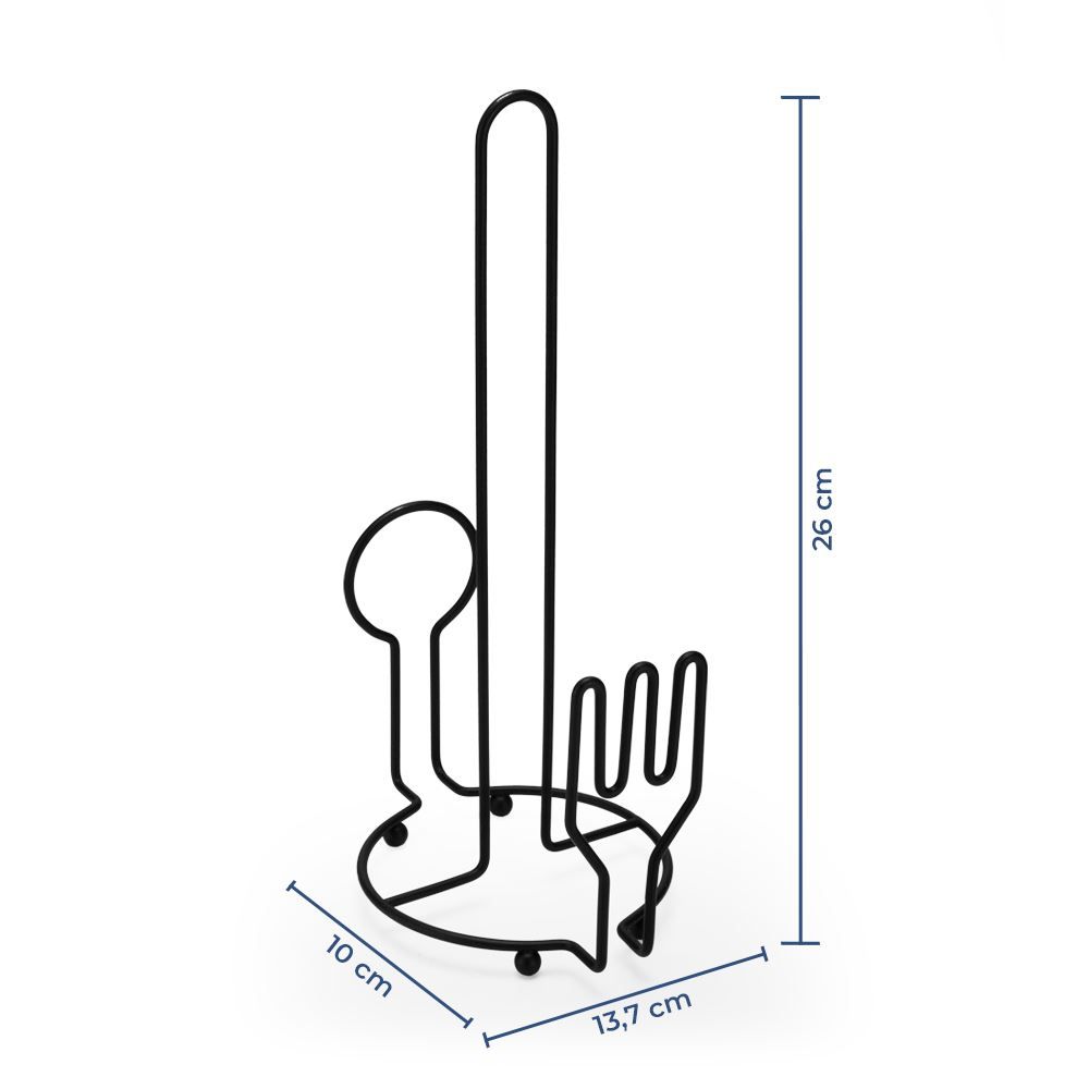 Suporte Para Rolo De Papel Toalha Querida Black Arthi 26 Cm - Preto