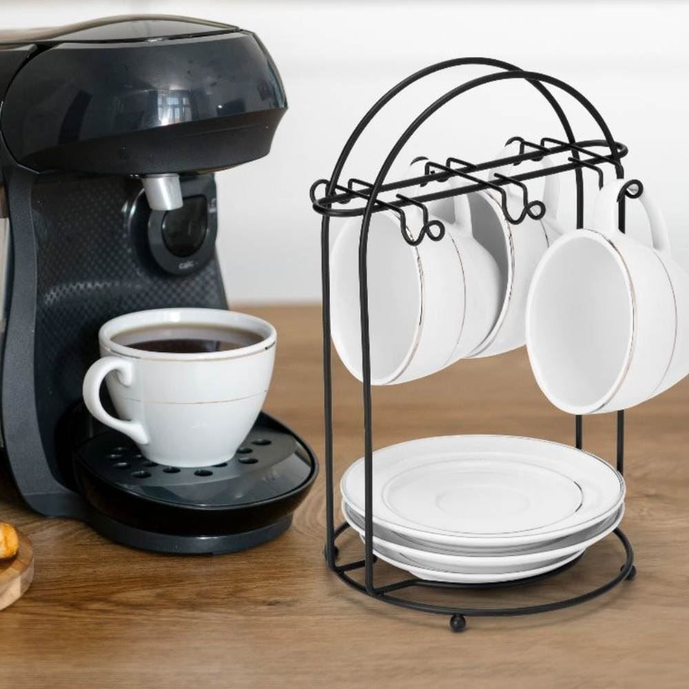 Suporte Para Xícaras De Chá E Pires Arthi - Preto
