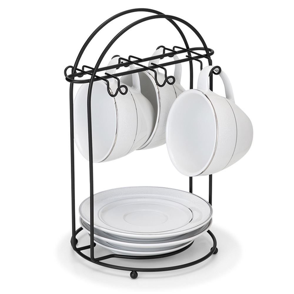 Suporte para Xícaras de Chá e Pires Arthi - Preto