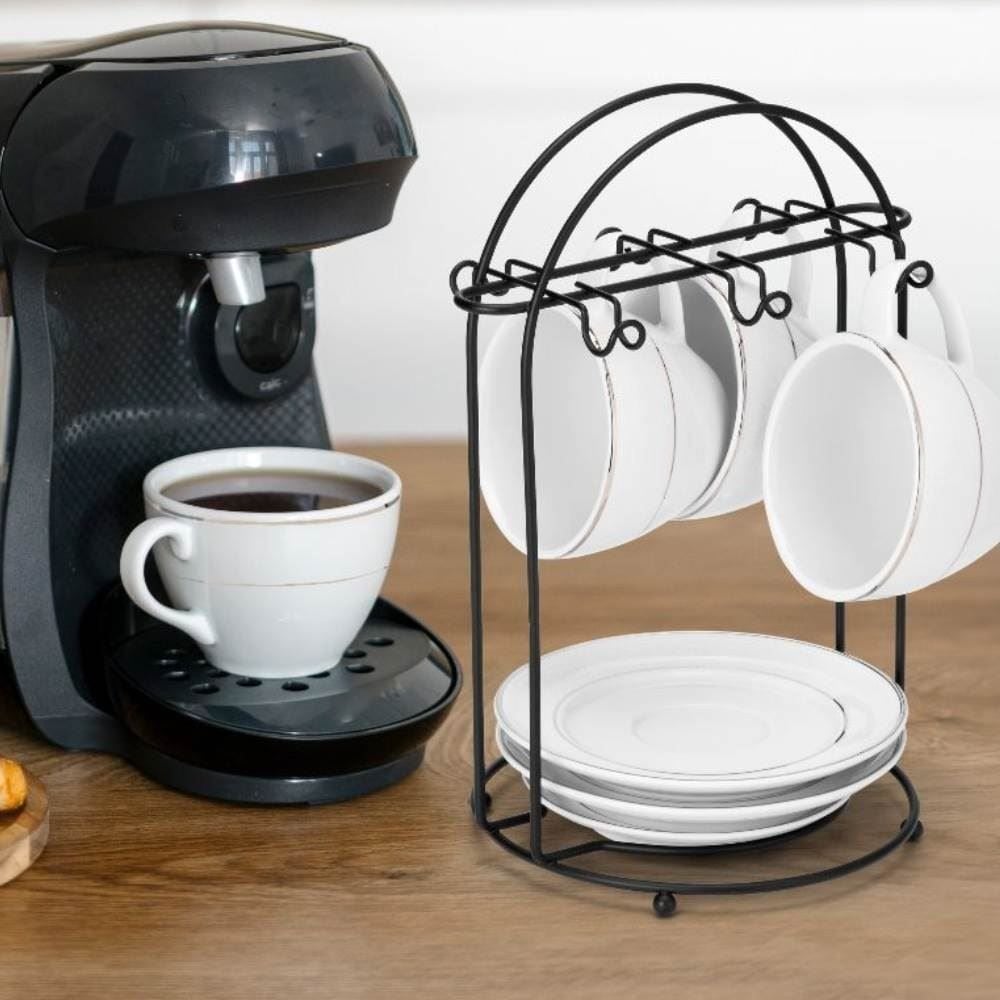 Suporte para Xícaras de Chá e Pires Arthi - Preto