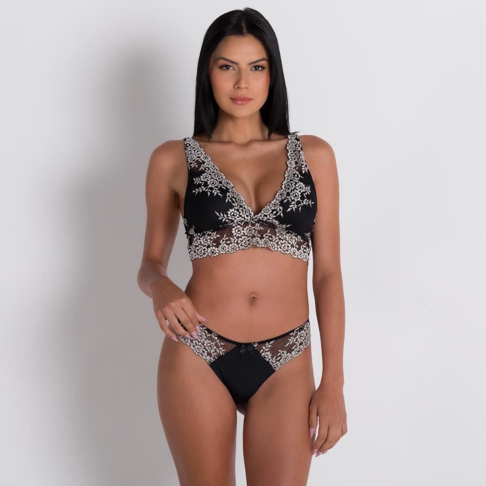 Sutiã Em Renda Contrastante Camila Moretti