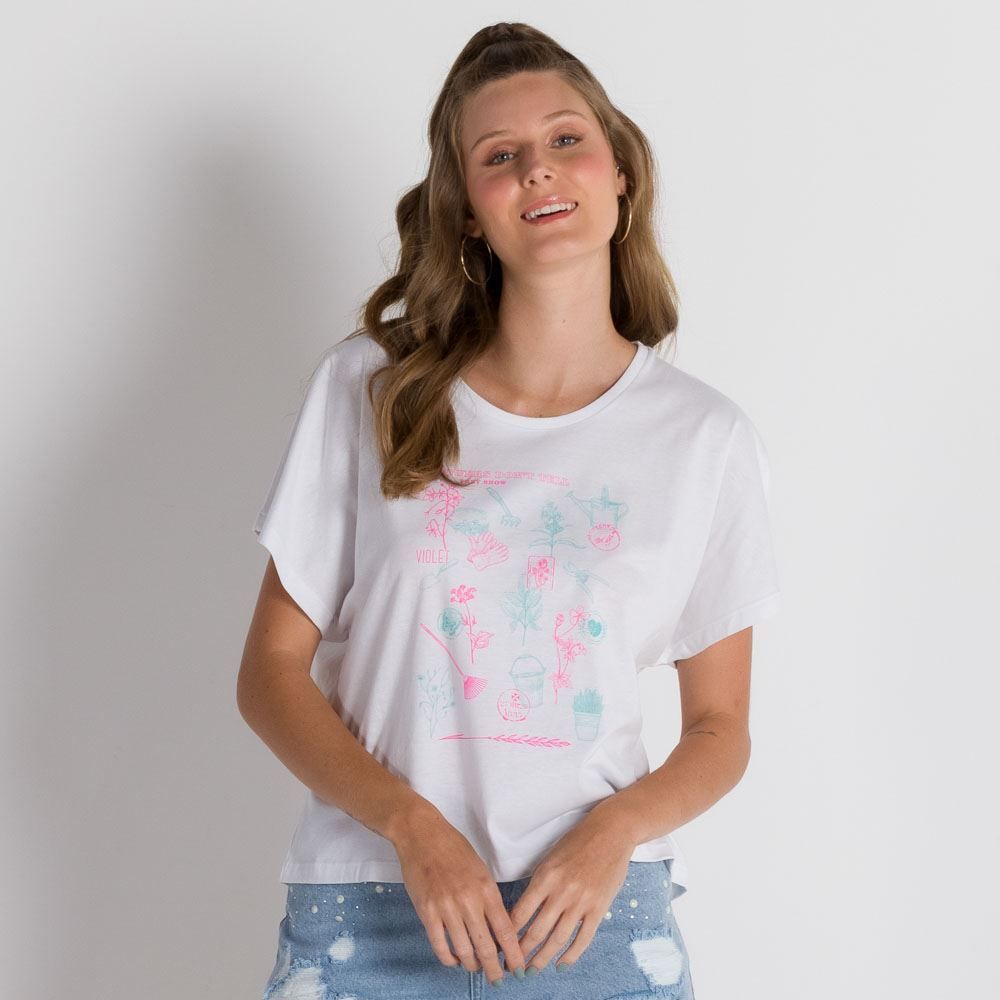 T-shirt com Elementos de Jardinagem Patricia Foster