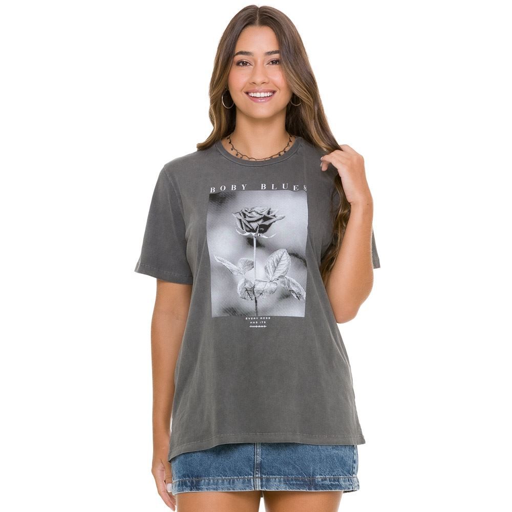T-shirt Estonada Estampa Rosa Boby Blues