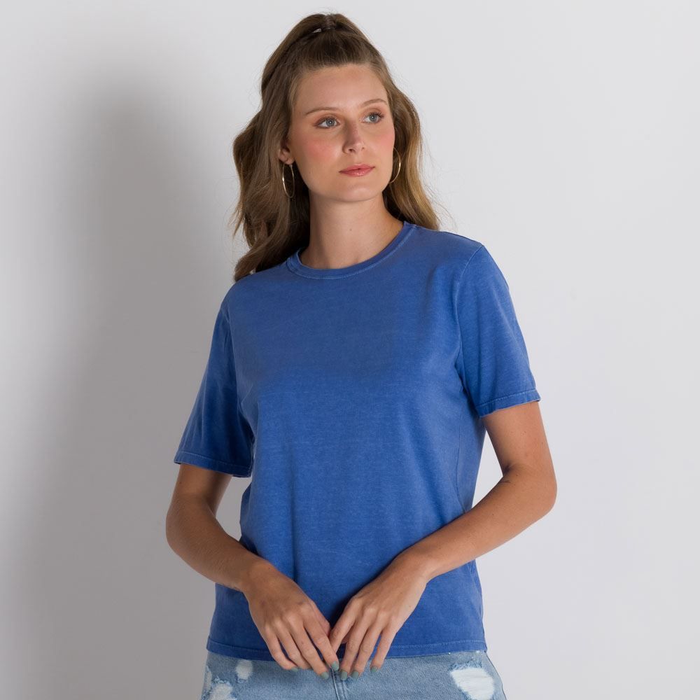 T-Shirt Feminina Lavagem Estonada Patricia Foster