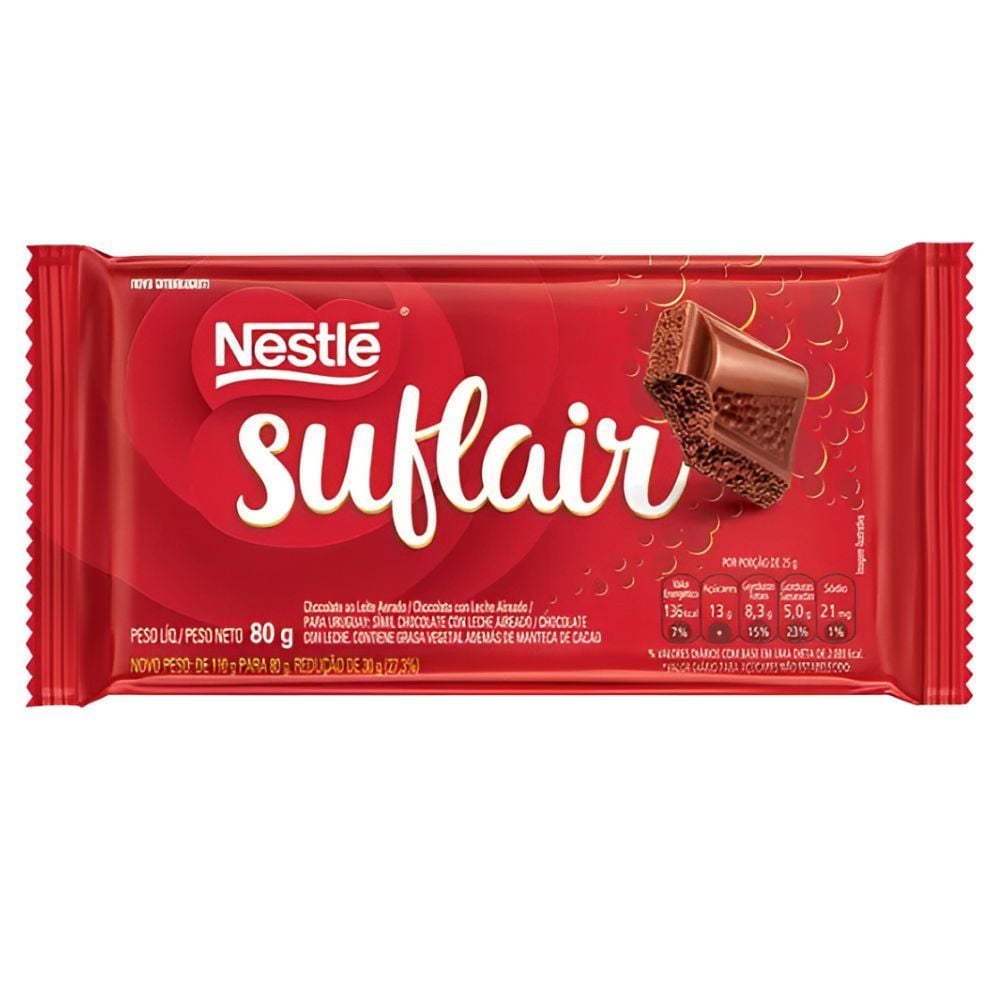 Barra De Chocolate Suflair Ao Leite - 80g