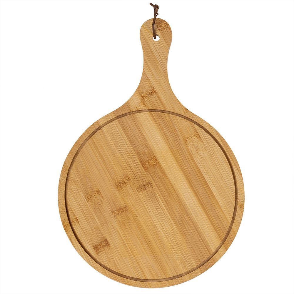Tábua Gourmet Redonda Com Alça Ecokitchen 26Cm Mimo - Bambu