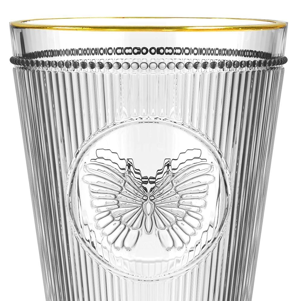 Taça Borboleta Em Vidro Gold Rim L Hermitage Filete Dourado - 325ml
