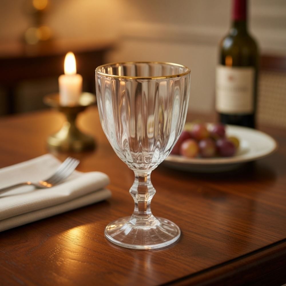 Taça de Água Atenas com Filete Dourado 320Ml - Havan Casa