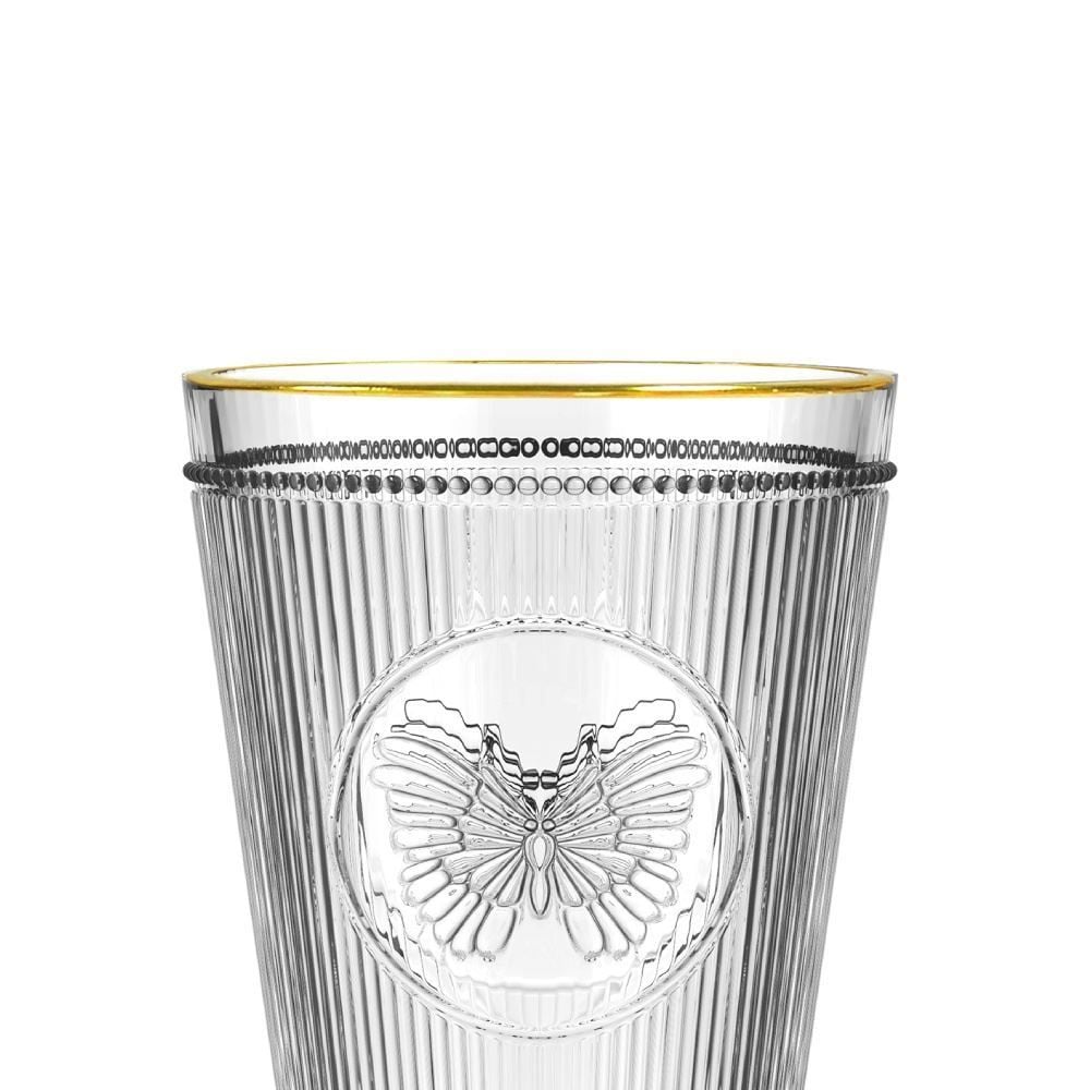 Taça de Água Borboleta Gold Rim L' Hermitage 325Ml - Filete Dourado