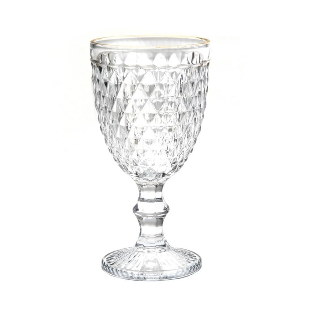 Taça de Água com Filete Dourado Bico de Abacaxi Lyor - 325ml