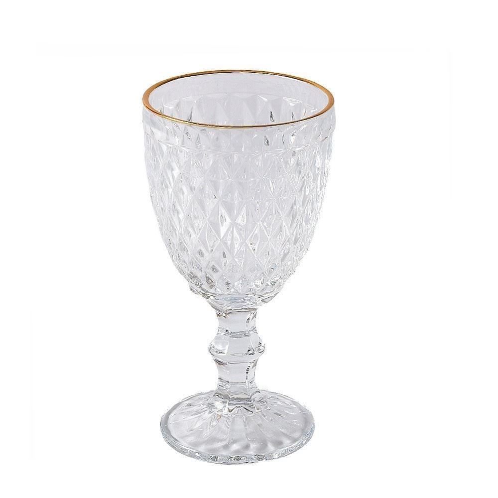 Taça de Água Bico de Abacaxi com Filete Dourado Lyor - 325ml