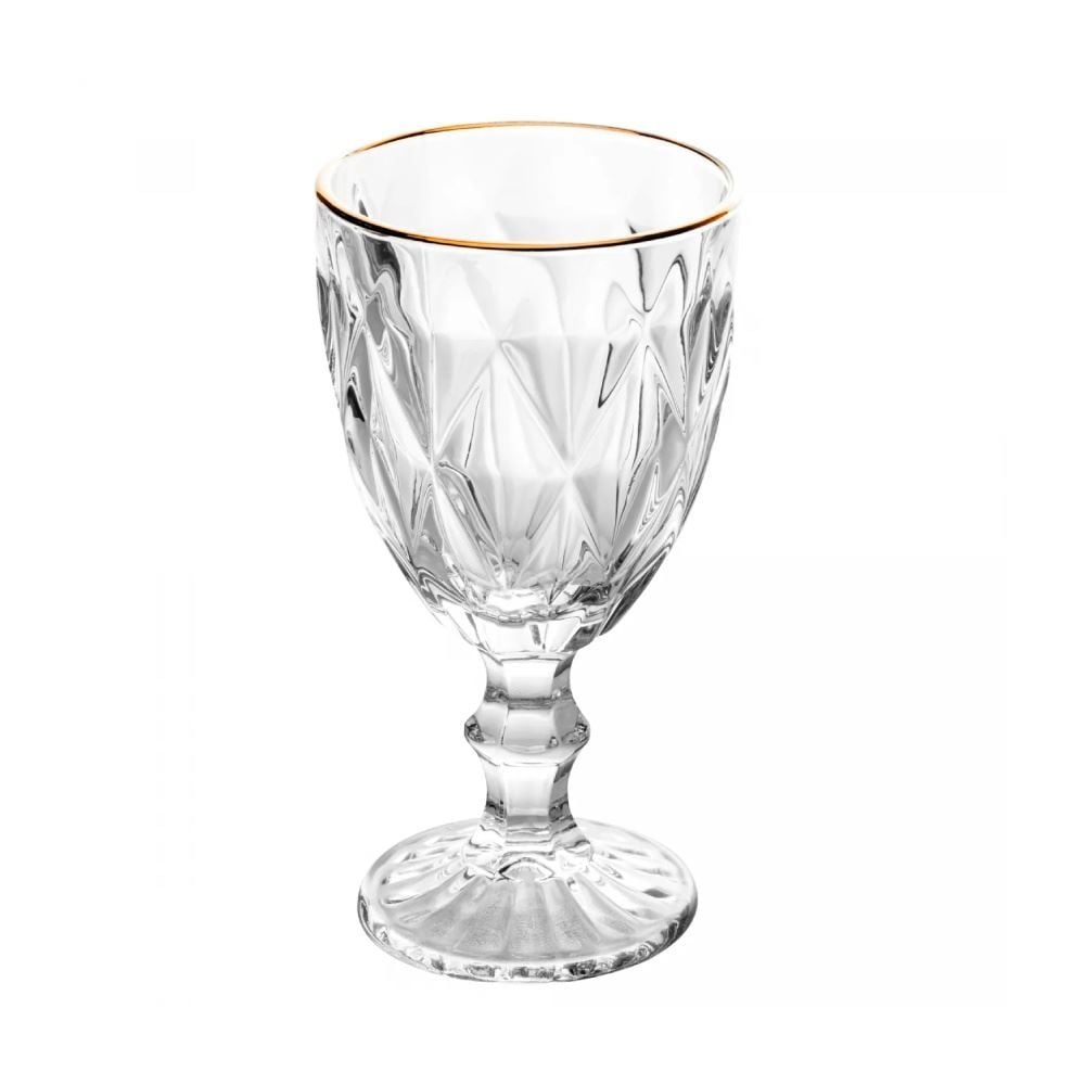 Taça de Água com Filete Dourado Diamond Lyor 330Ml - Vidro