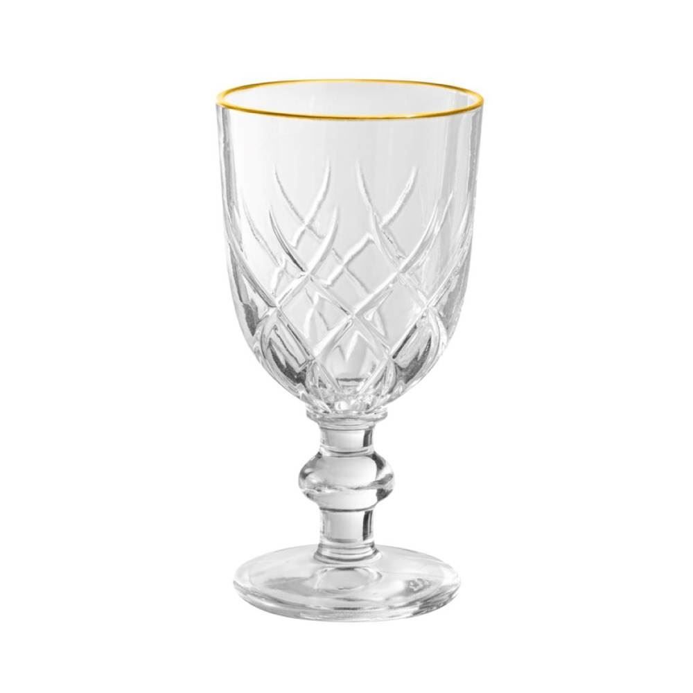Taça De Àgua Com Filete Dourado Hauskraft 260Ml - Vidro Transparente