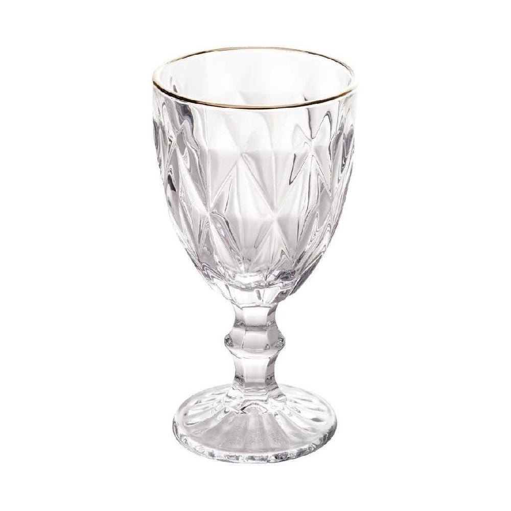 Taça de Água com Filete Dourado Diamond Lyor 330Ml - Vidro