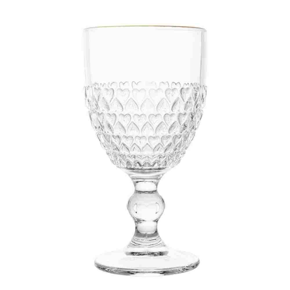Taça De Água Coração Com Filete Dourado Lyor - 320ml