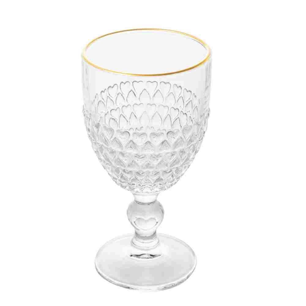 Taça De Água Coração Com Filete Dourado Lyor - 320ml