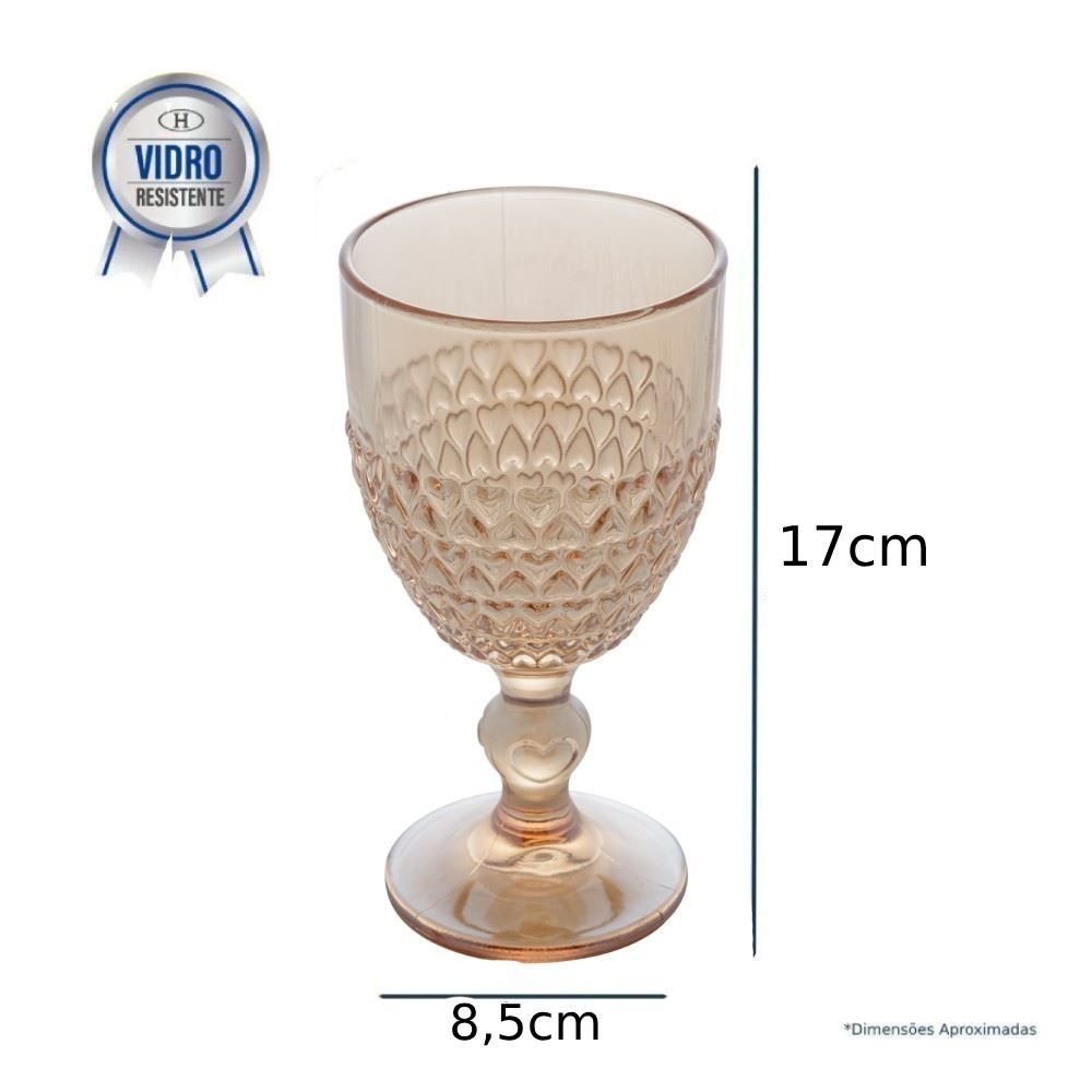 Taça De Água Coração Metalizado Lyor 330Ml - Âmbar