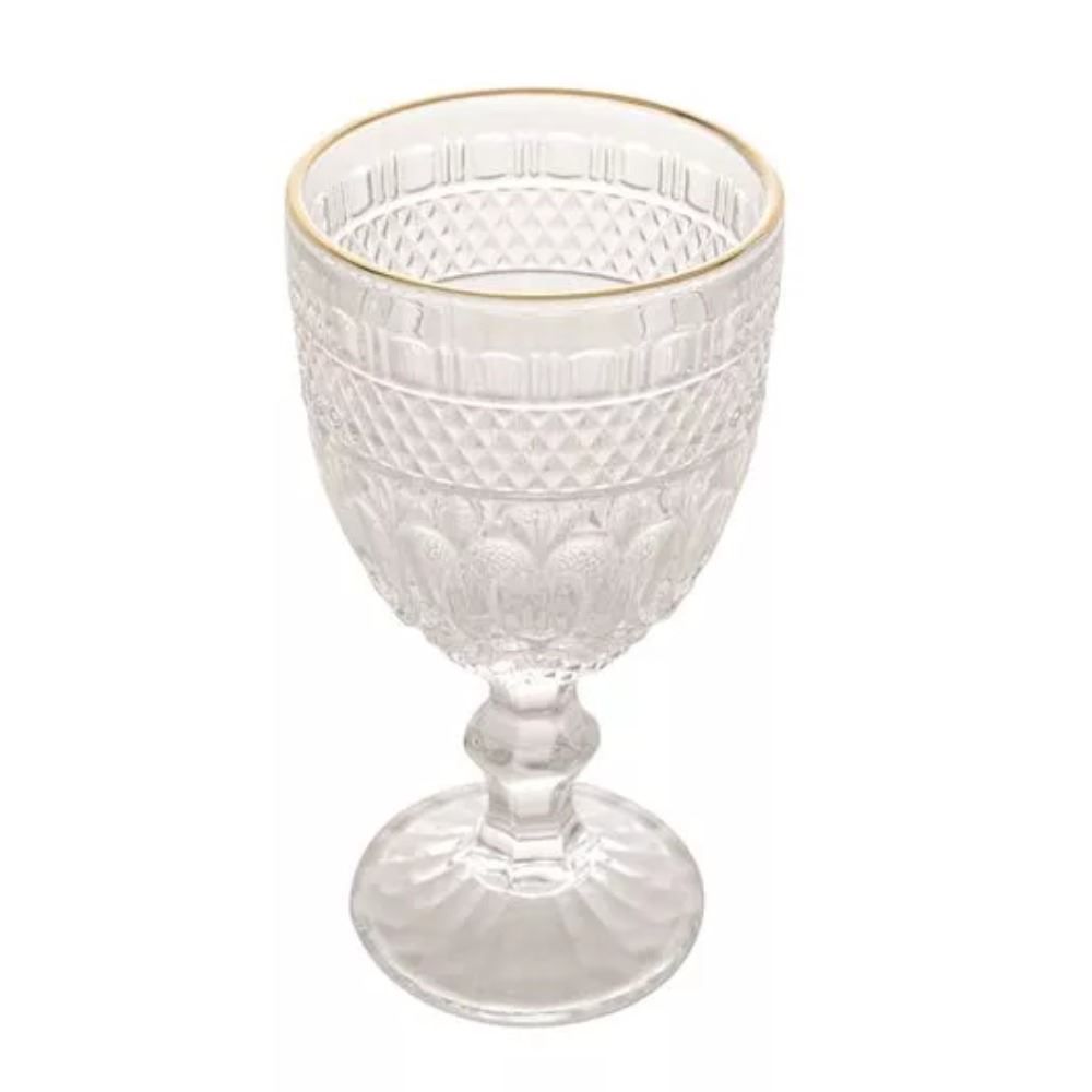 Taça De Água Filete Dourado Brand Wolff 320Ml - Vidro