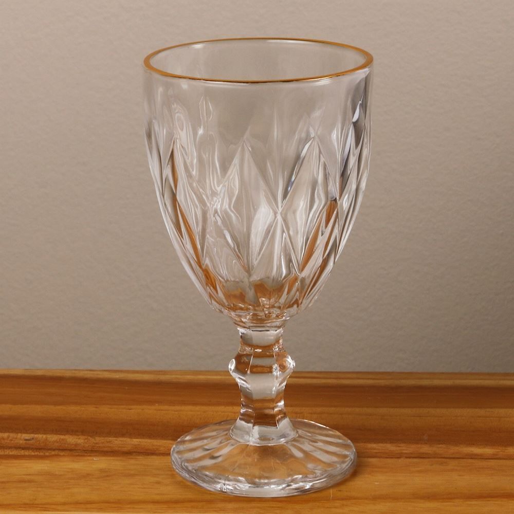 Taça de Água Havan Casa com Filete Dourado 320Ml - Transparente 