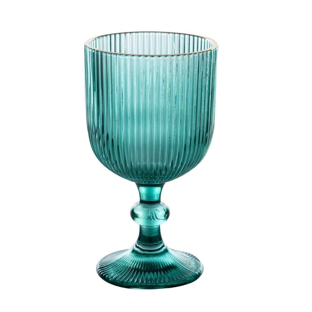 Taça De Água Vidro Cameratta Borda Dourada 365Ml - Verde